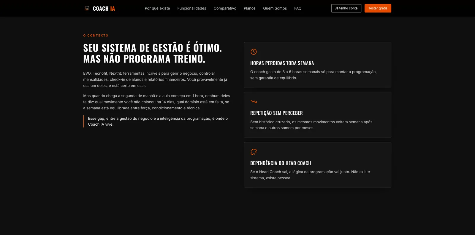 Coach IA: a lacuna entre a gestão do box e a inteligência da programação.